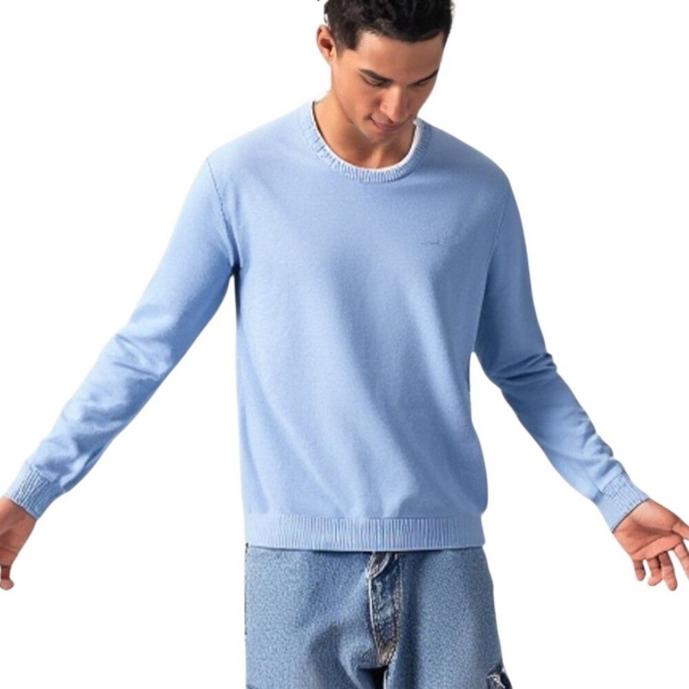 XRAY Jeans Sweater Blue Men Sz L Slim Fit Premium Comfort Long Sleeve Crew Neck